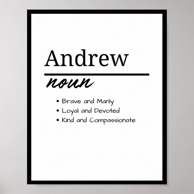 Poster Andrew, Garçon Définition de nom personnalisé (Devant)