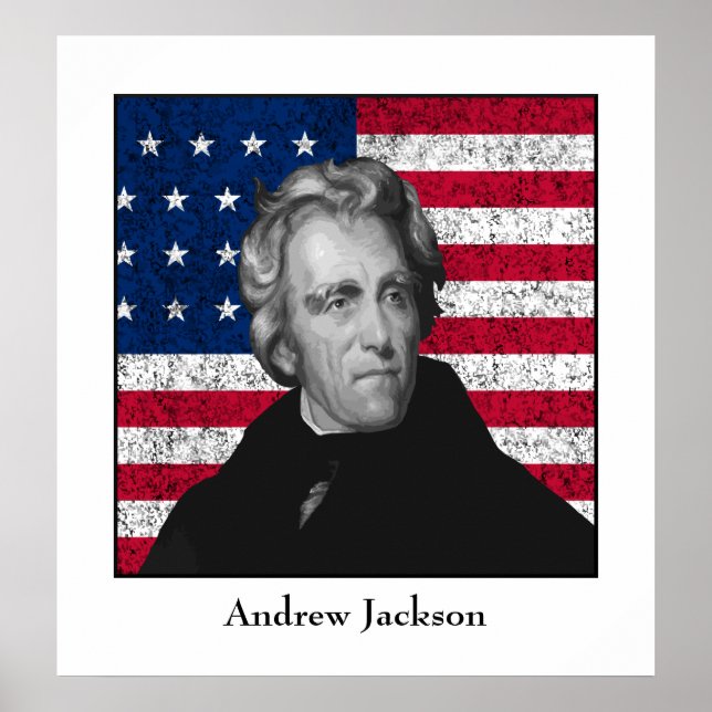Poster Andrew Jackson et le drapeau américain (Devant)