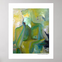 Androgyne Man Portrait Figurative Peintures vertes