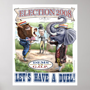 Poster Âne de DEM contre la copie d'éléphant de GOP