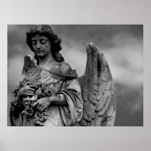 Poster Ange avec des roses