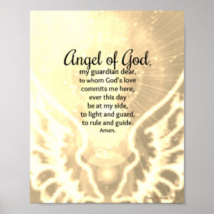 Poster Ange de Dieu Prière Ambre Jaune Aquarelle