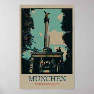 Poster Ange de la Paix monument, Munich, Allemagne