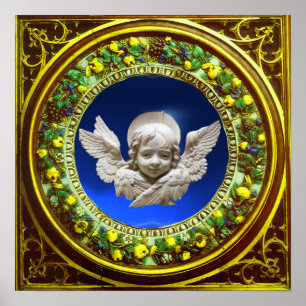 POSTER ANGE DE LA RENAISSANCE FLORENTINE AVEC COURONNE FL