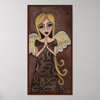 Poster ANGE DE PRIÈRE avec ailes de collage Jésus - impri