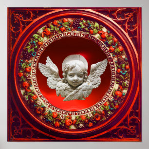 POSTER ANGE DE RENAISSANCE FLORENTINE AVEC COURONNE FLORA