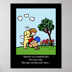 Poster Ange du Labrador jaune avec dessin d'amour 2