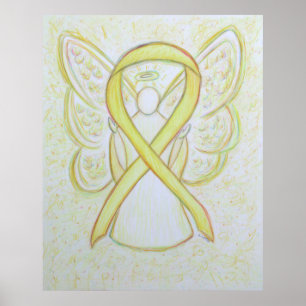 Poster Ange du ruban de sensibilisation jaune Imprimer