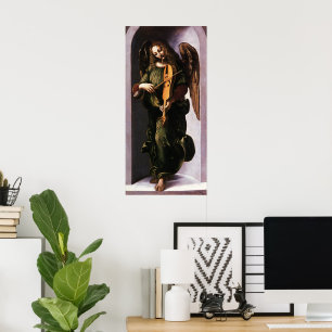 Poster Ange en vert avec une vielle de Léonard de Vinci