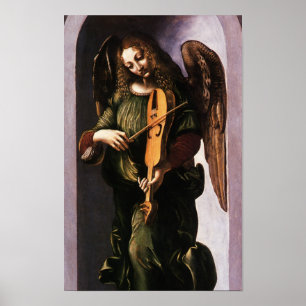 Poster Ange en vert avec une vielle de Léonard de Vinci