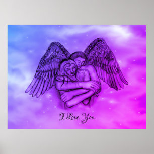 Poster Ange Eros en amour , je t'aime