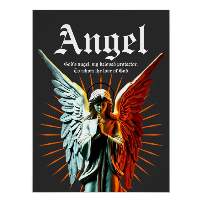 Poster Ange Gardien Divin - Demi-Lumière Moitié foncé (Devant)