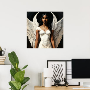 Poster Ange Noir Avec Art Peau Noire