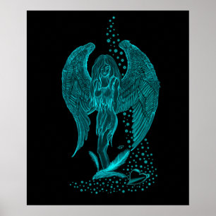 Poster Ange , perdu dans l'Amour , Design noir et vert