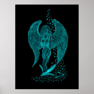 Poster Ange , perdu dans l'Amour , Design noir et vert