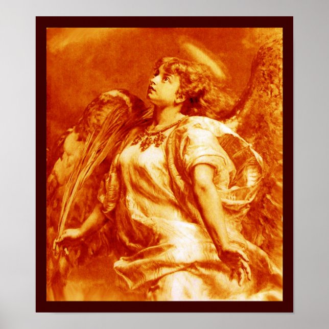 POSTER ANGE ROMANTIQUE AVEC PEUR EN BLANC ORANGE JAUNE (Devant)