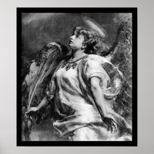 POSTER ANGE ROMANTIQUE AVEC PEUR EN NOIR ET BLANC