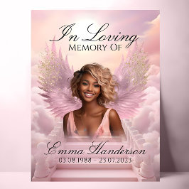 Poster Ange rose ailes signe de bienvenue