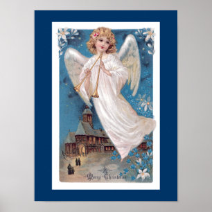 Poster Ange vintage de Noël
