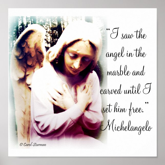 Poster Angel avec devis Michelangelo Imprimer (Devant)