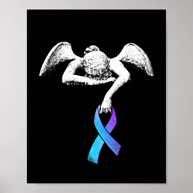 Poster Angel détient Turquoise Ribbon Prévention du suici (Devant)
