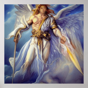 Poster Angel En Bleu Portant Une Épée