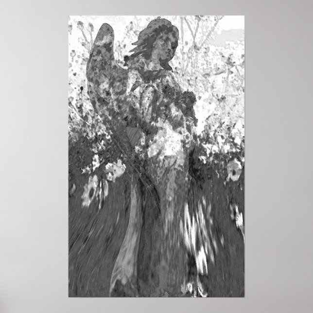 Poster Angel en noir et blanc (Devant)