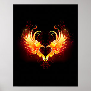 Poster Angel Fire Heart with Wings