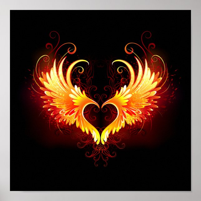 Poster Angel Fire Heart with Wings (Devant)