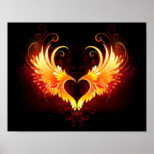 Poster Angel Fire Heart with Wings