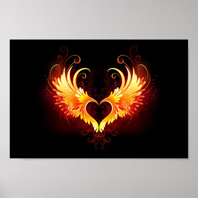 Poster Angel Fire Heart with Wings (Devant)