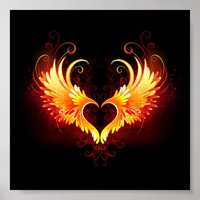 Poster Angel Fire Heart with Wings (Devant)