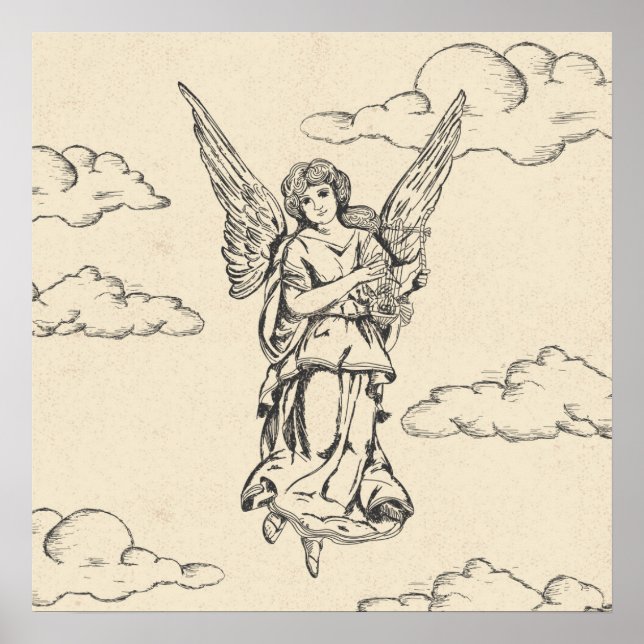 Poster Angel Jouer de la harpe (Devant)