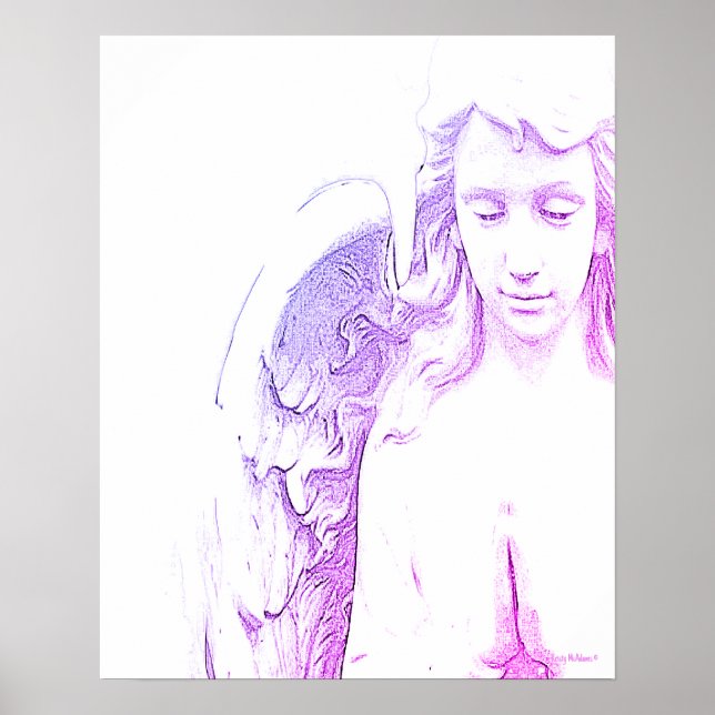 Poster Angel rose violet ailes Ombre Wall Art Imprimer (Devant)