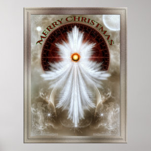 Poster Angel Wings Snowflake Merry Christmas