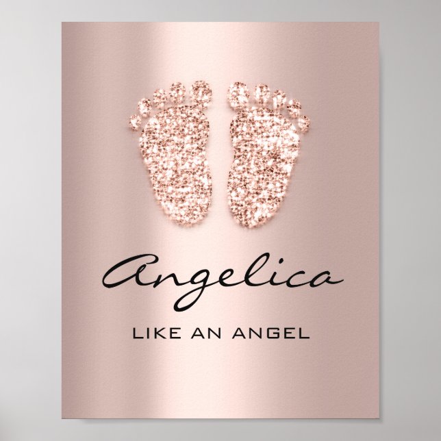 Poster angelica Nom Signification Nouveau bébé pieds Rose (Devant)