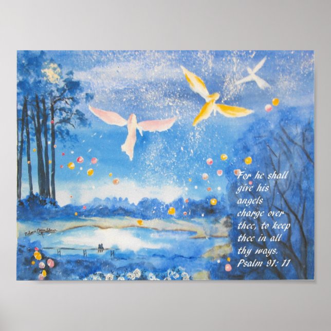 Poster Angels Psalm 91 Aquarelle (Devant)