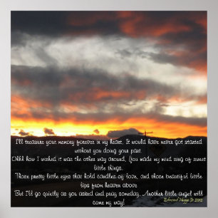 Poster Anges et poèmes dans le coucher du soleil