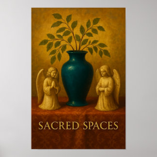 Poster Anges sacrés avec nature morte au vase émeraude