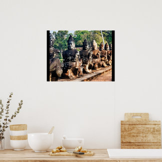 Poster Angkor Thom God Statues 