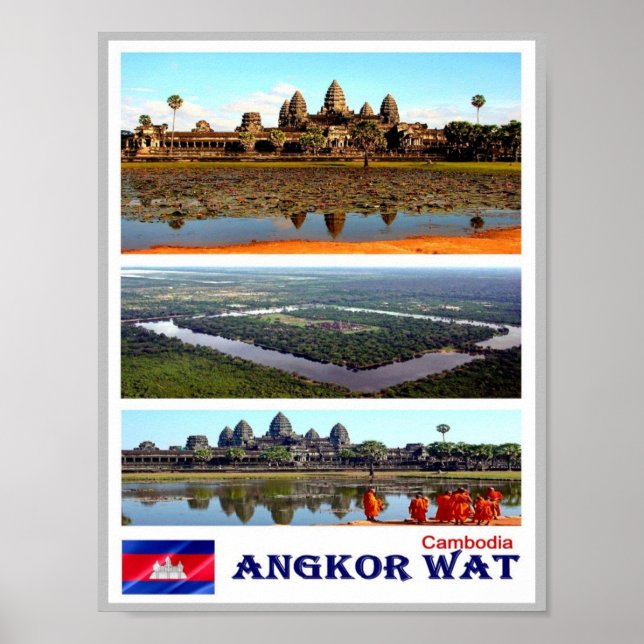 Poster Angkor Vat - Cambodge - Mosaïque - (Devant)