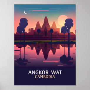 Poster Angkor Wat Sunrise Cambodge Siem Reap Retro