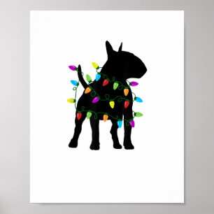 Poster Anglais Bull Terrier Dog lumières de Noël
