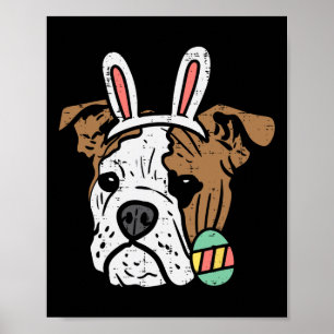 Poster Anglais Bulldog Bunny Propriétaire Amoureux des ch