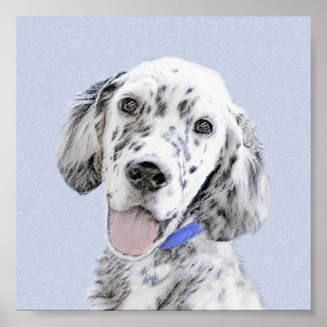 Poster Anglais Setter Blue Belton Peinture Chien Art (Devant)