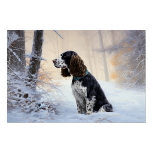 Poster Anglais Springer Spaniel Laissez-le neiger Noël