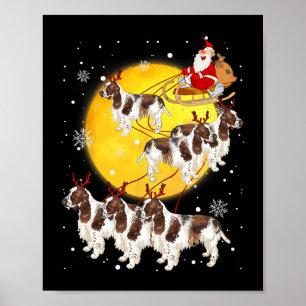 Poster Anglais Springer Spaniel Reindeer Chien de Noël Lo