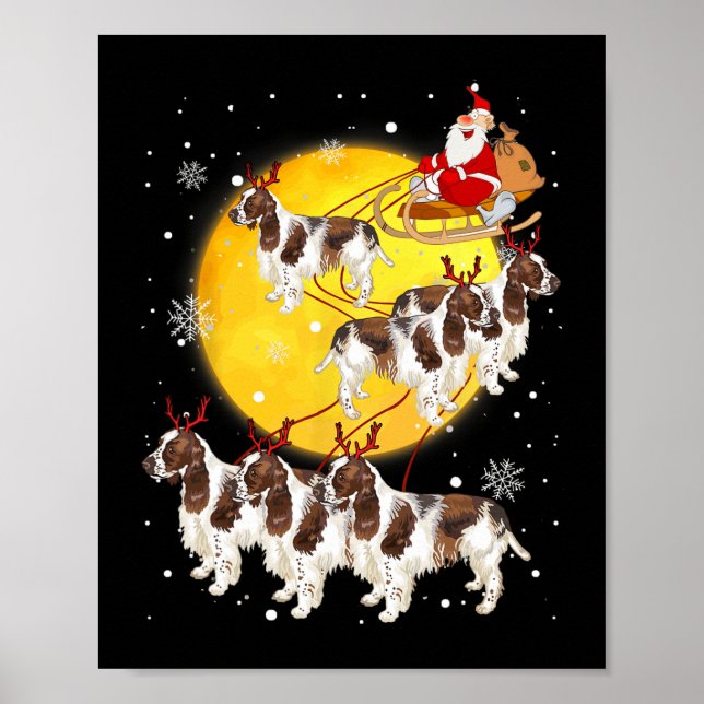 Poster Anglais Springer Spaniel Reindeer Chien de Noël Lo (Devant)