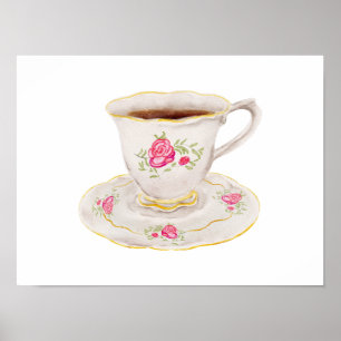 Poster Anglais Tasse de thé rose