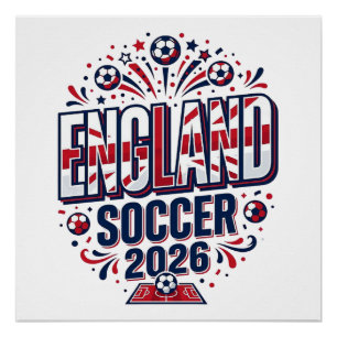 Poster Angleterre Football 2026 Football Gras Typographie
